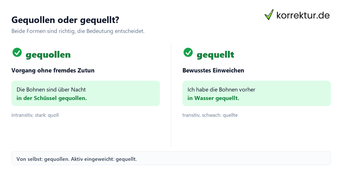 Gequollen oder gequellt? gequollen oder gequellt: Unterschied einfach erklärt