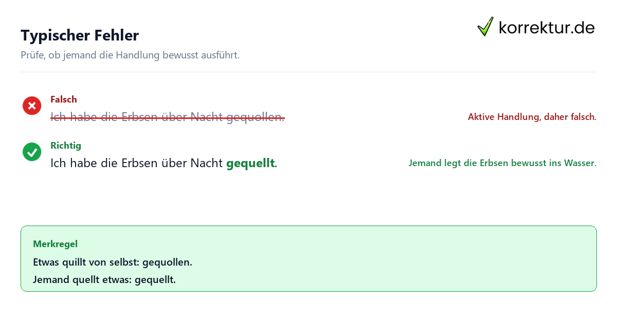 Typischer Fehler gequollen oder gequellt richtig verwenden