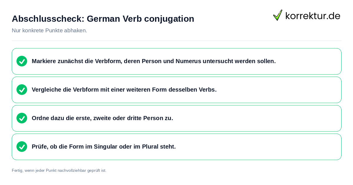 Konkreter Abschlusscheck zu German Verb conjugation