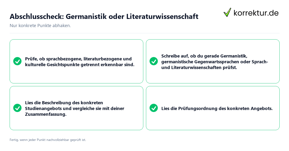 Abschlusscheck: Germanistik oder Literaturwissenschaft Konkreter Abschlusscheck zu Germanistik oder Literaturwissenschaft
