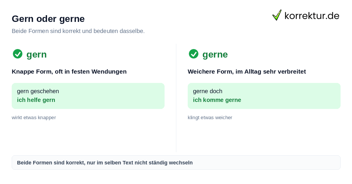 Gern oder gerne Gern oder gerne richtig verwenden im Vergleich
