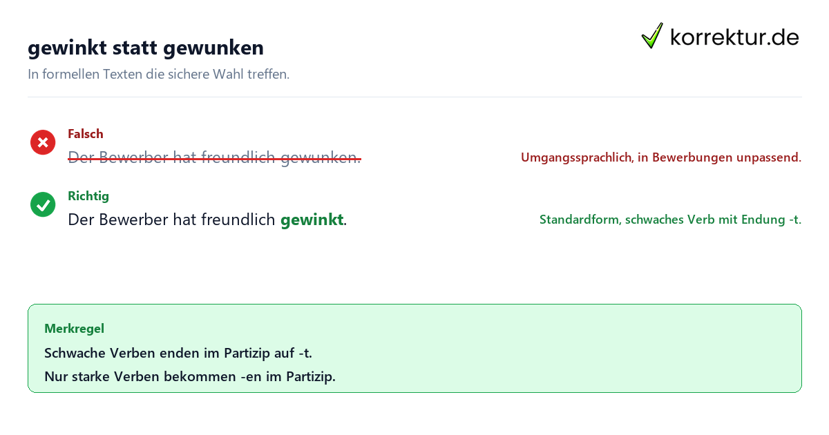 gewinkt oder gewunken Korrekturbeispiel für Bewerbungen und Hausarbeiten