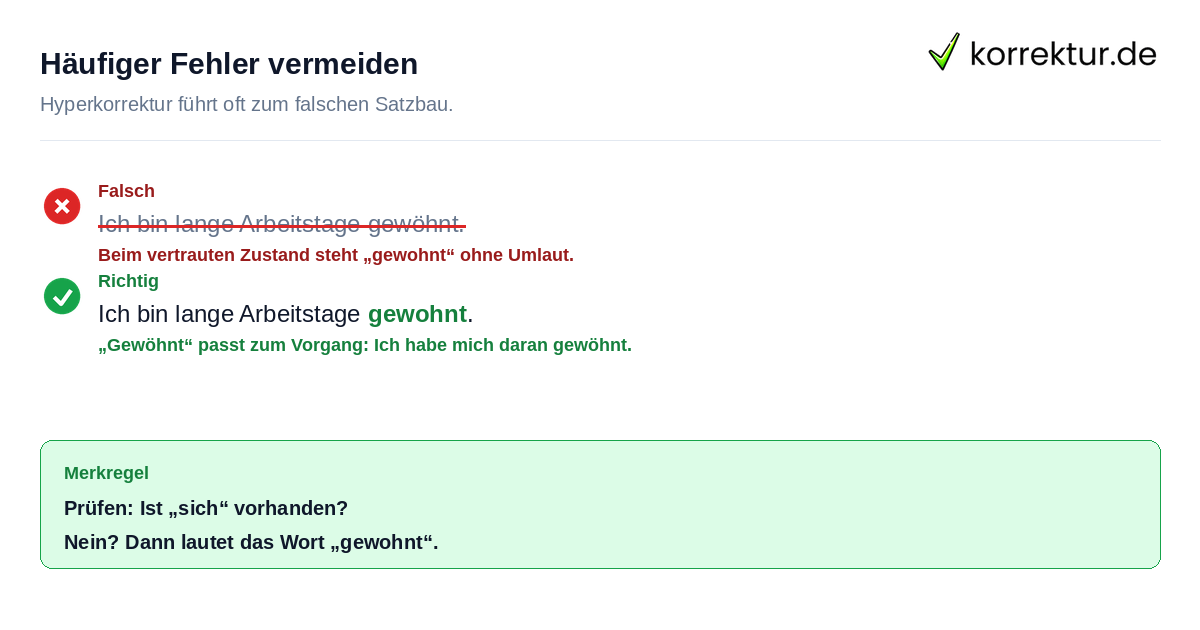 Typo-Fixing: korrekter Gebrauch des Partizips gewöhnt