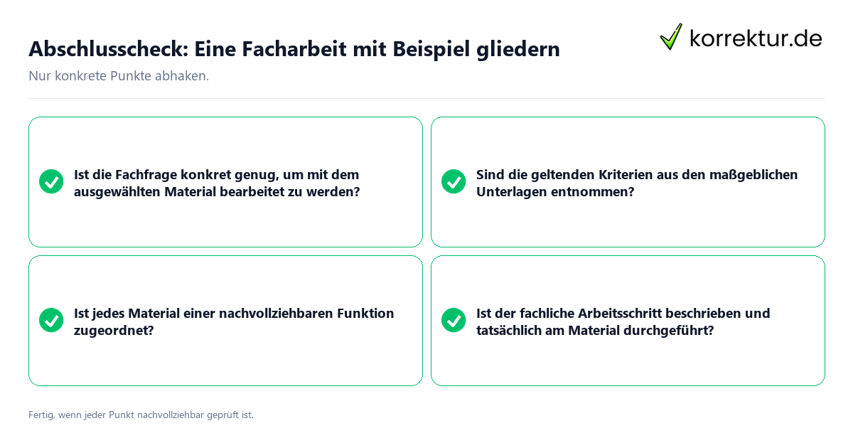 Abschlusscheck: Eine Facharbeit mit Beispiel gliedern Konkreter Abschlusscheck zu Eine Facharbeit mit Beispiel gliedern
