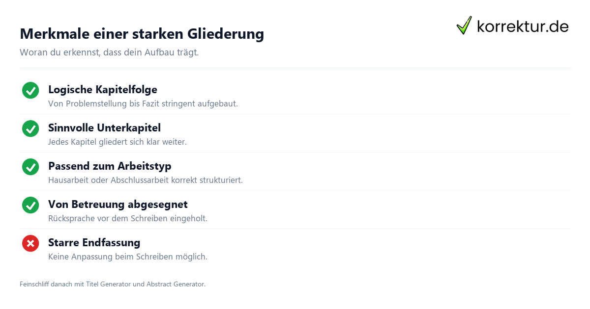 Gliederung Generator: Kapitel und Unterkapitel für die wissenschaftliche Arbeit
