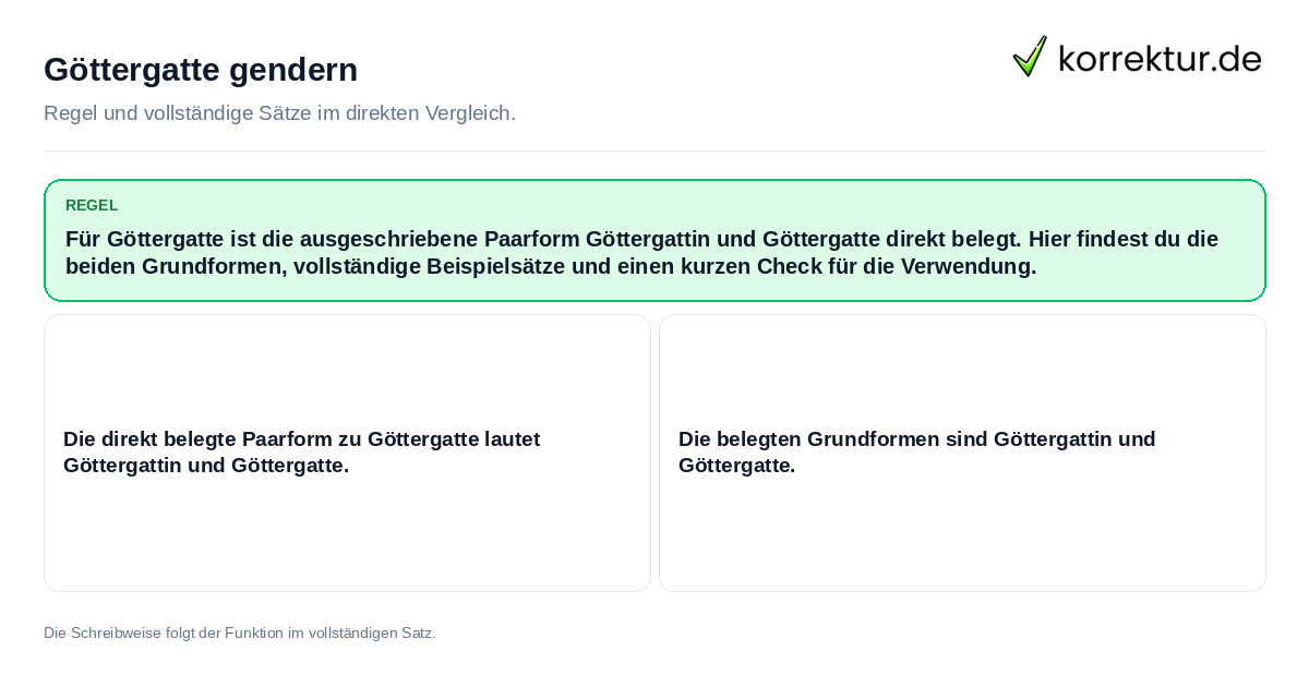 Göttergatte gendern Konkrete Regel und vollständige Beispielsätze zu Göttergatte gendern