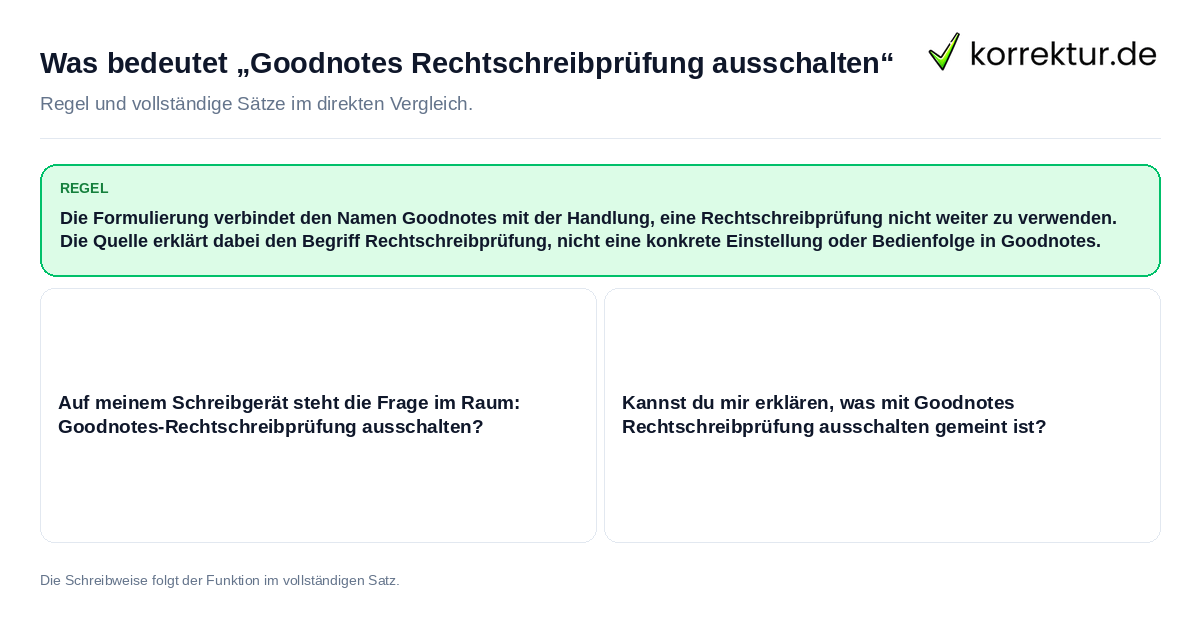 Konkrete Regel und vollständige Beispielsätze zu Was bedeutet „Goodnotes Rechtschreibprüfung