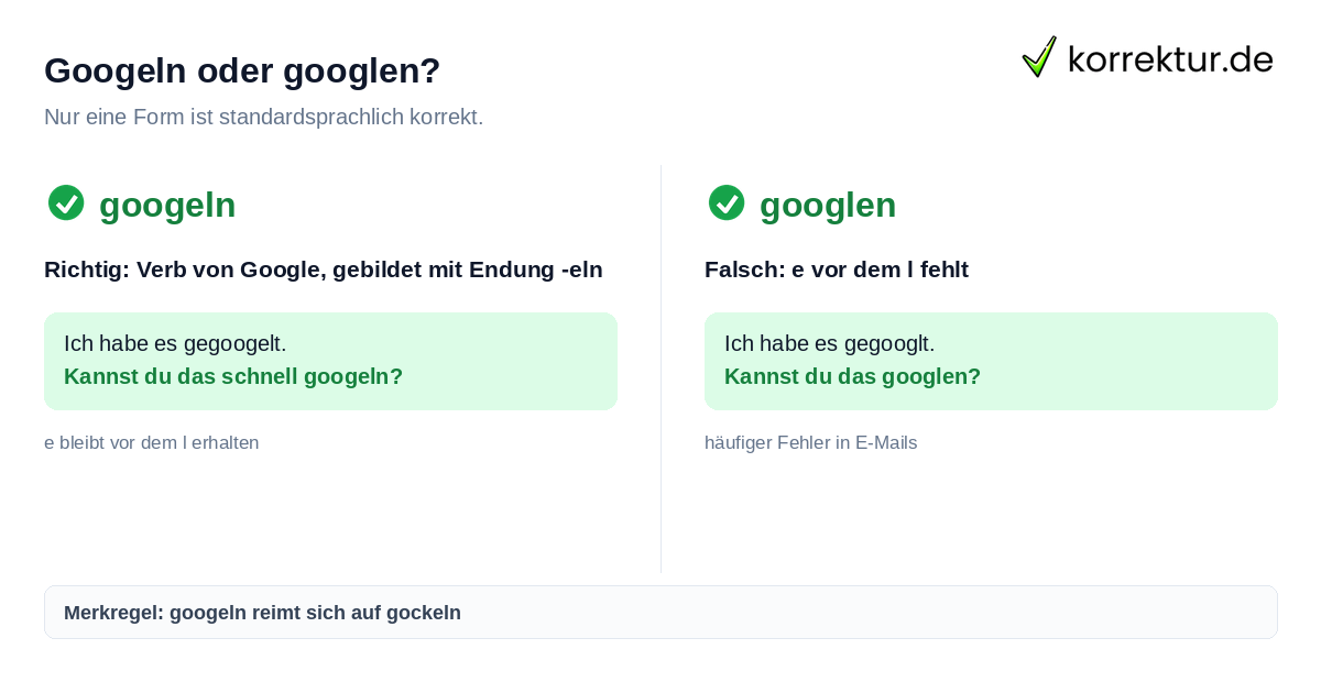 Googeln oder googlen? Googeln oder googlen: richtige Schreibweise mit Erklärung