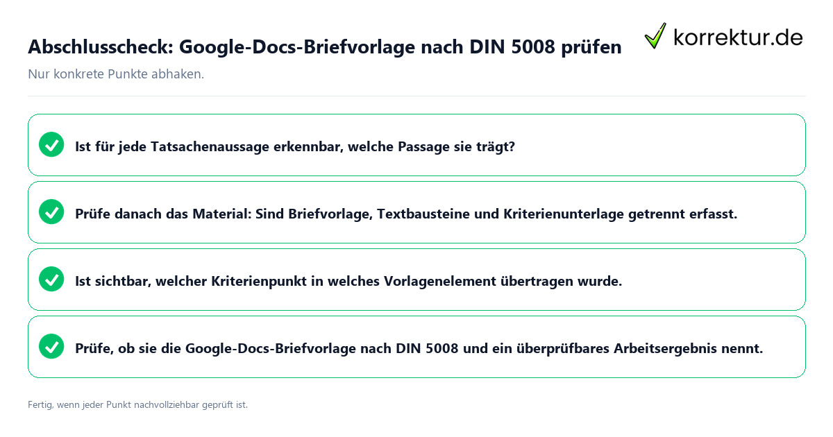 Konkreter Abschlusscheck zu Google-Docs-Briefvorlage nach DIN 5008 prüfen