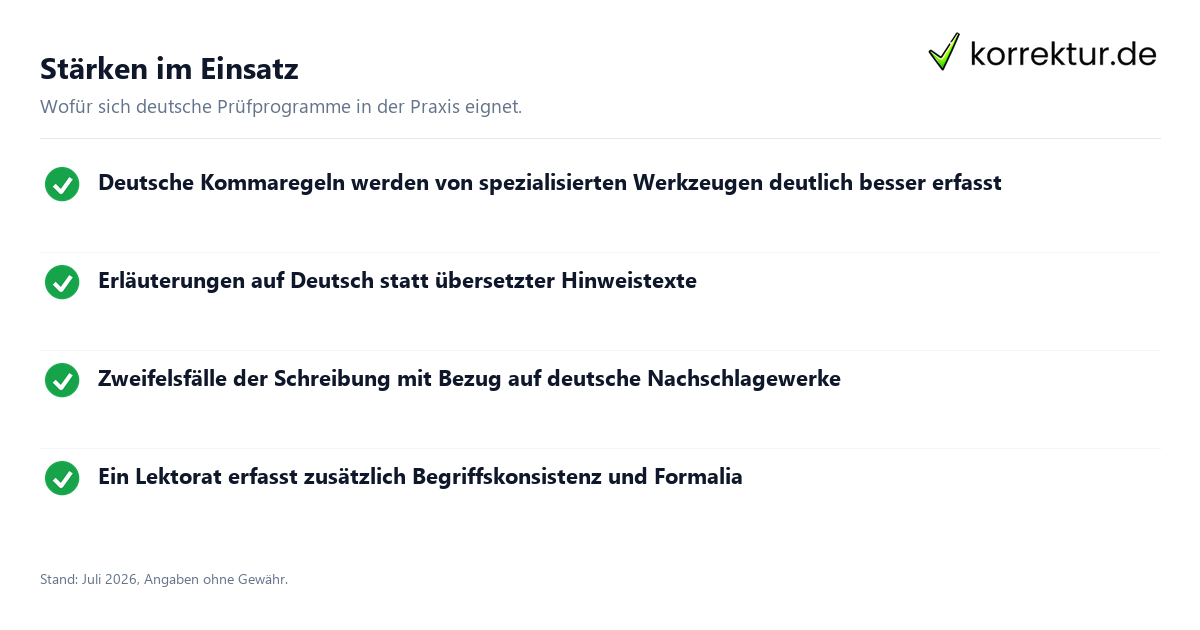Stärken im Einsatz Grammarly Alternative für deutschsprachige Texte: Stärken im Überblick