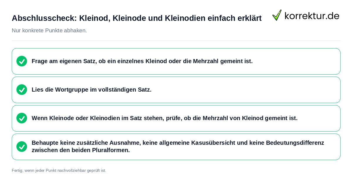 Konkreter Abschlusscheck zu Kleinod, Kleinode und Kleinodien einfach erklärt