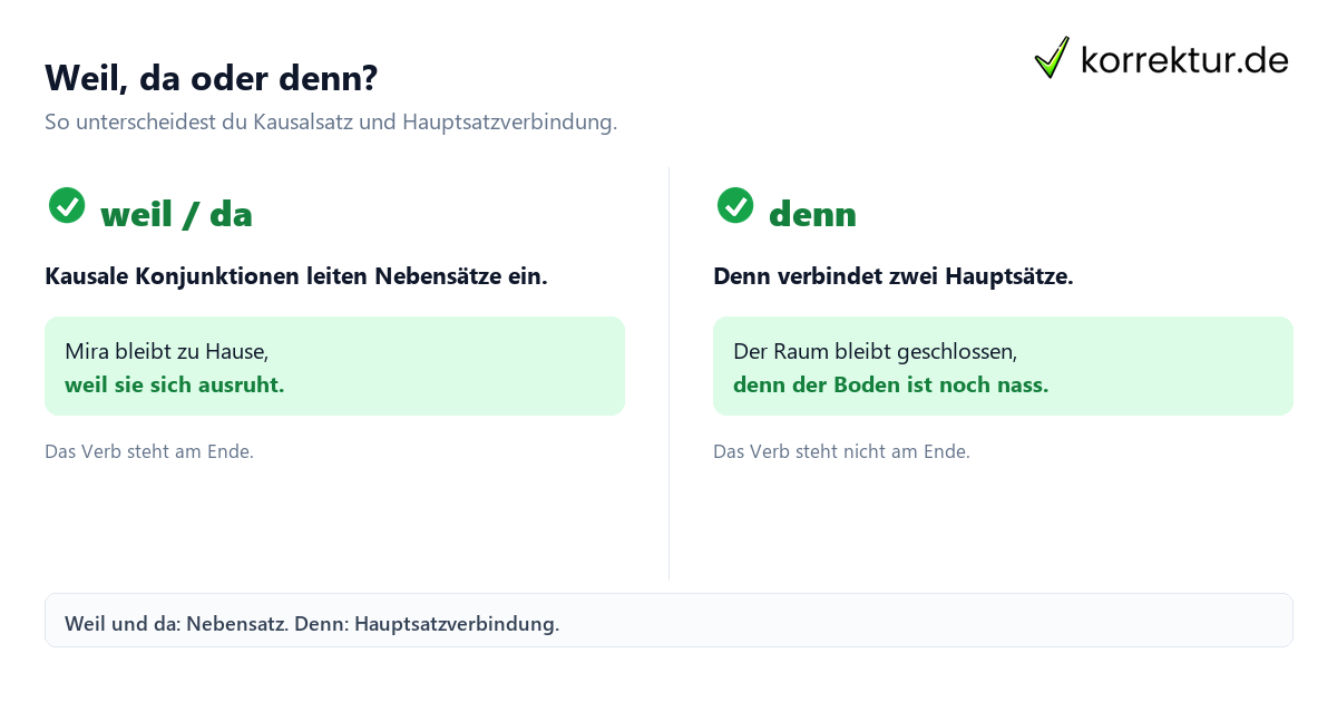 Kausalsätze verständlich erkennen und verwenden: weil, da und denn vergleichen