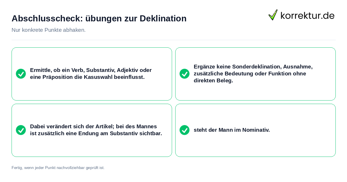 Konkreter Abschlusscheck zu übungen zur Deklination