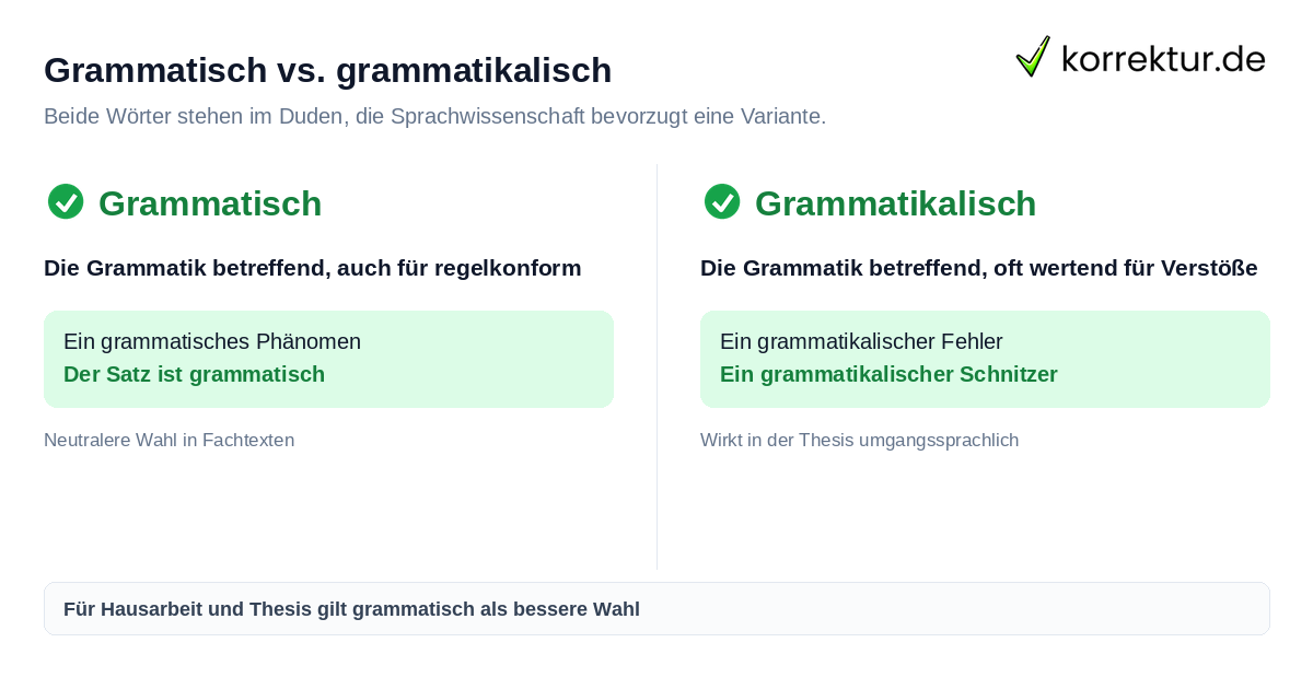 Grammatisch oder grammatikalisch: Unterschied erklärt