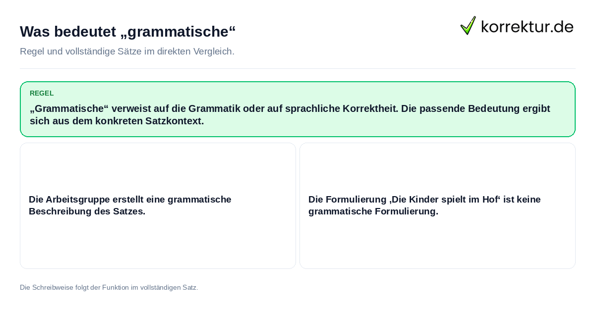 Konkrete Regel und vollständige Beispielsätze zu Was bedeutet „grammatische“