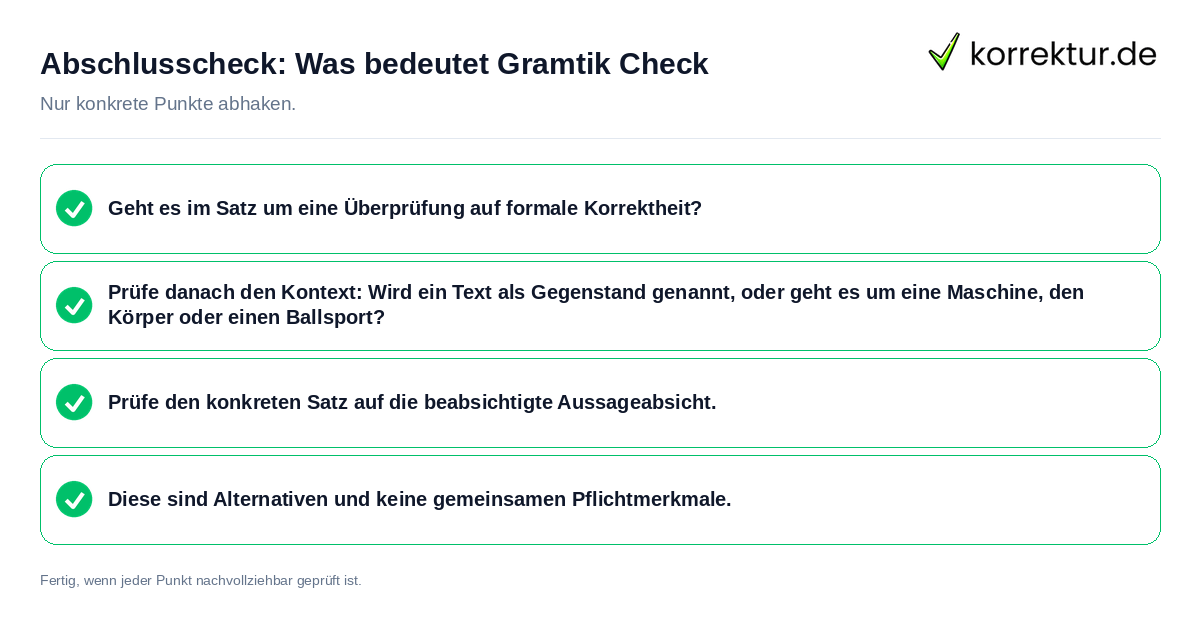 Konkreter Abschlusscheck zu Was bedeutet Gramtik Check