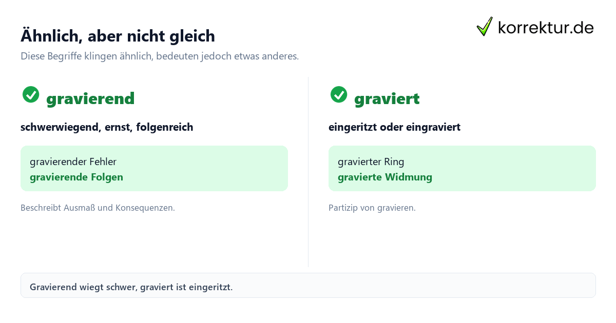 gravierend Bedeutung im Vergleich zu graviert und gravitätisch