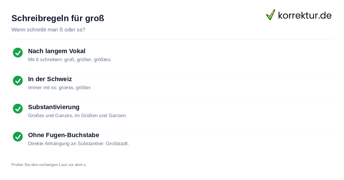 Schreibregeln für groß Rechtschreibung von groß: Regeln für ß, ss und Komposita
