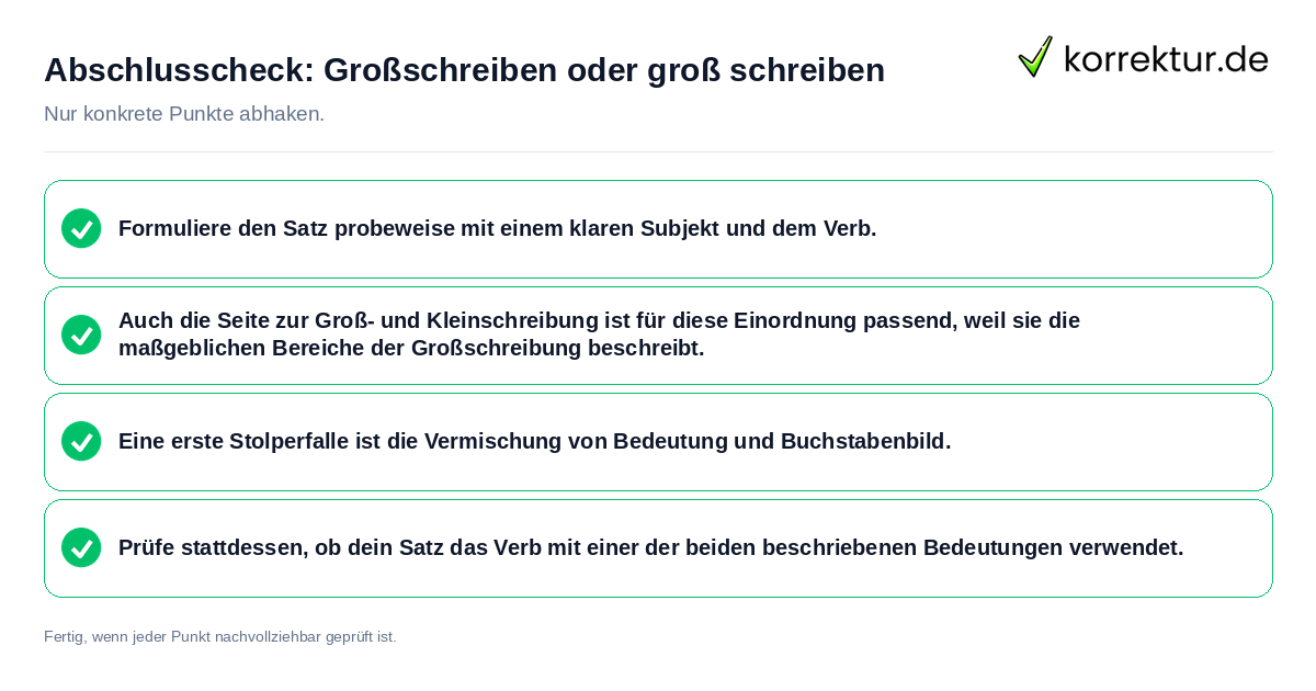 Abschlusscheck: Großschreiben oder groß schreiben Konkreter Abschlusscheck zu Großschreiben oder groß schreiben