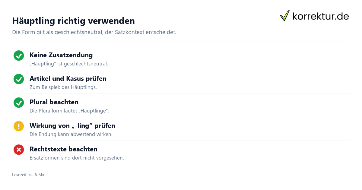 Häuptling richtig gendern und verständlich verwenden: Form prüfen