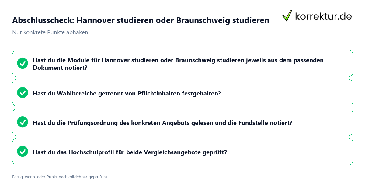 Abschlusscheck: Hannover studieren oder Braunschweig studieren Konkreter Abschlusscheck zu Hannover studieren oder Braunschweig studieren