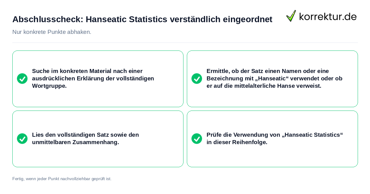 Abschlusscheck: Hanseatic Statistics verständlich eingeordnet Konkreter Abschlusscheck zu Hanseatic Statistics verständlich eingeordnet