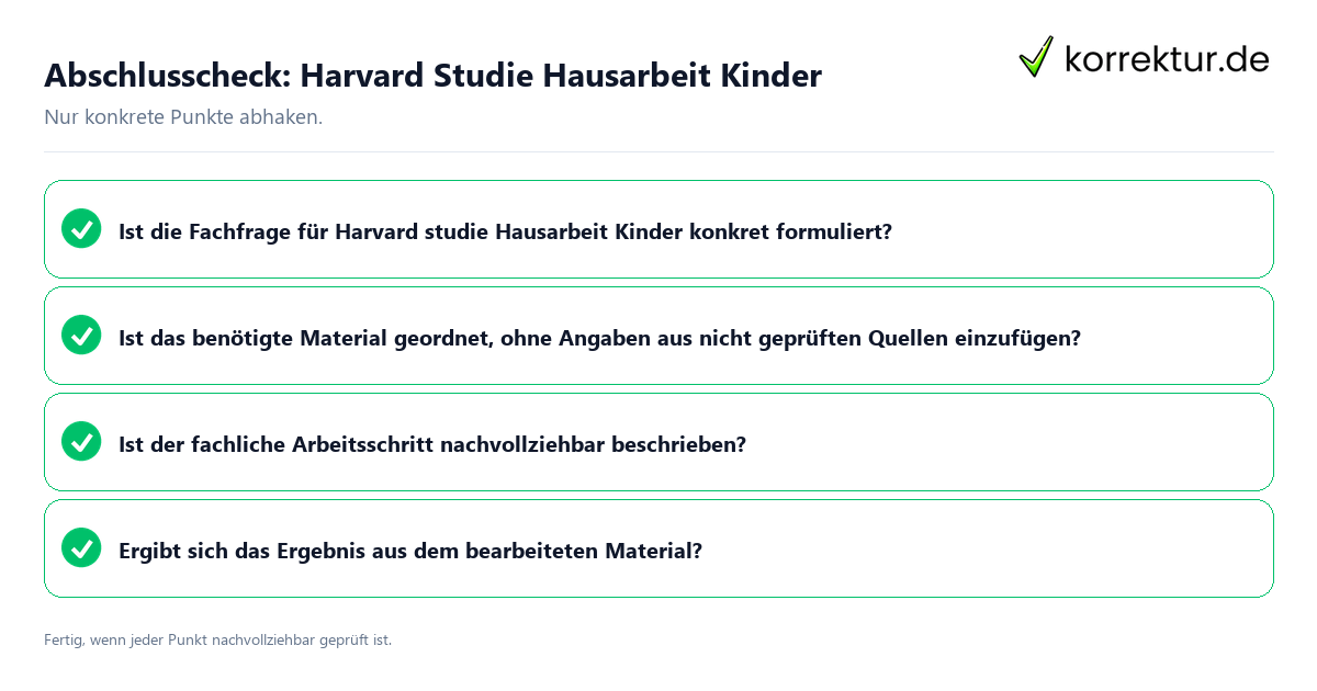 Abschlusscheck: Harvard Studie Hausarbeit Kinder Konkreter Abschlusscheck zu Harvard Studie Hausarbeit Kinder