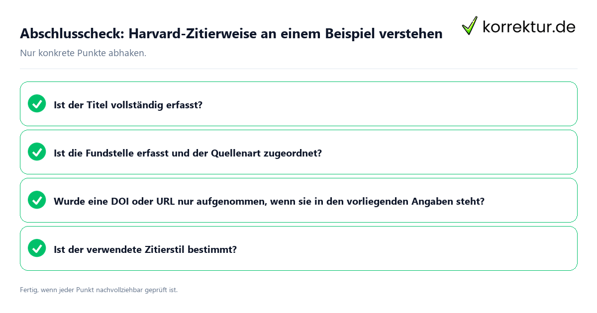 Abschlusscheck: Harvard-Zitierweise an einem Beispiel verstehen Konkreter Abschlusscheck zu Harvard-Zitierweise an einem Beispiel verstehen
