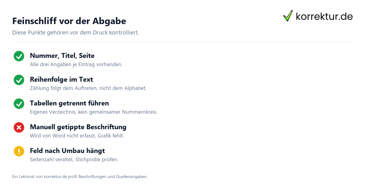 Checkliste Abbildungsverzeichnis Hausarbeit prüfen