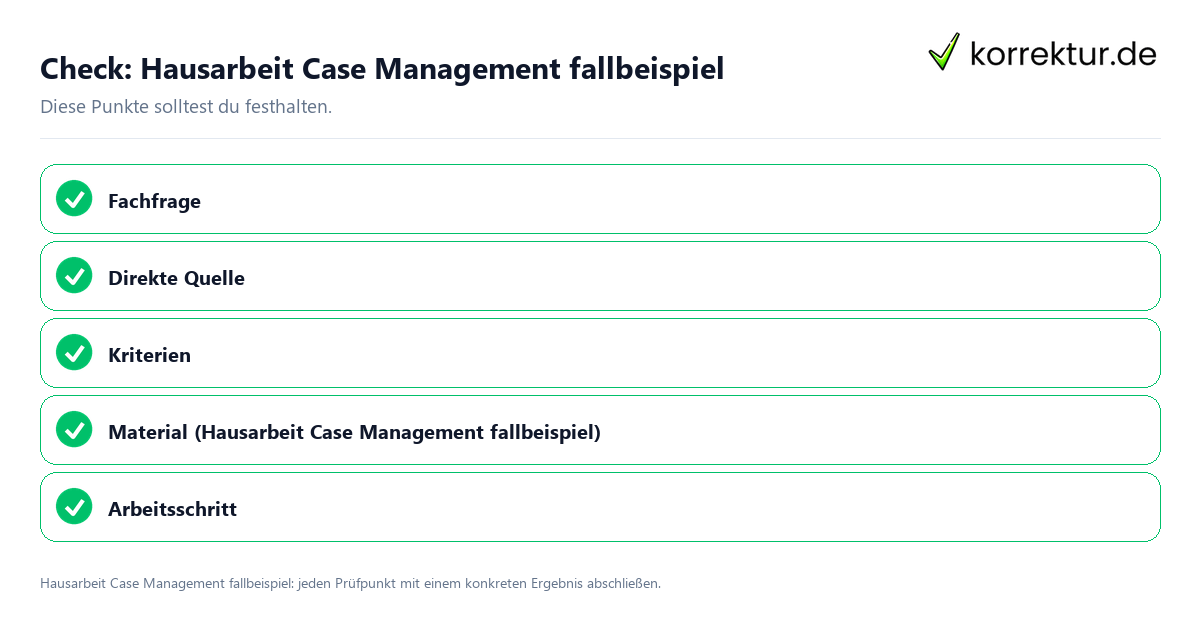 Check: Hausarbeit Case Management fallbeispiel Hausarbeit Case Management fallbeispiel mit einer themenspezifischen Checkliste