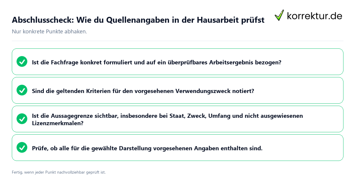 Abschlusscheck: Wie du Quellenangaben in der Hausarbeit prüfst Konkreter Abschlusscheck zu Wie du Quellenangaben in der Hausarbeit prüfst