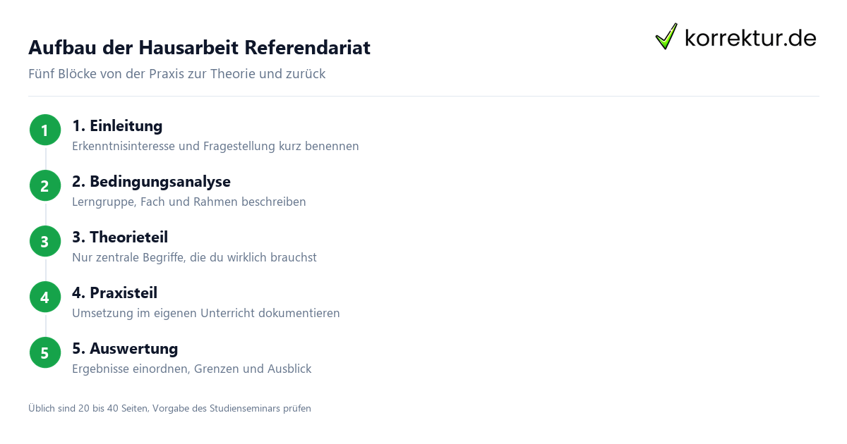 Hausarbeit Referendariat: Aufbau in fünf Blöcken