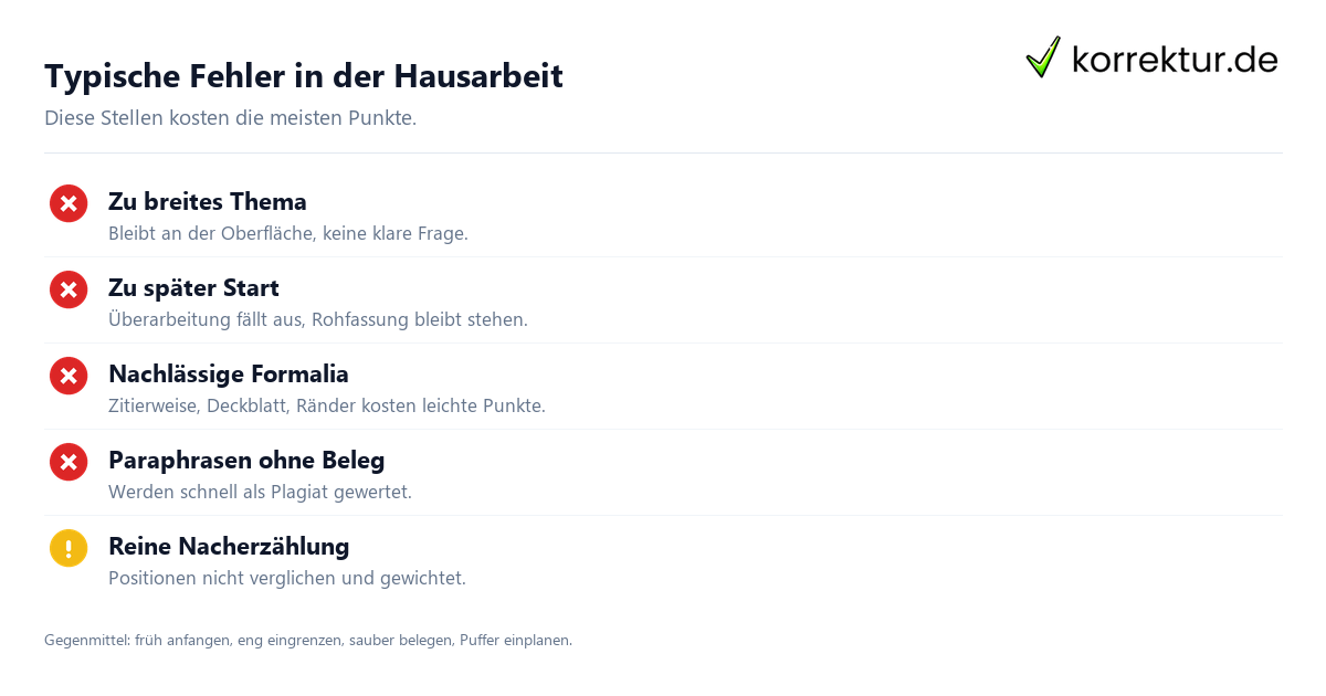 Typische Fehler in der Hausarbeit Typische Fehler beim Hausarbeit Schreiben und wie du sie vermeidest