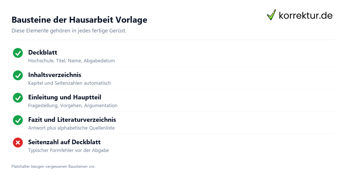 Hausarbeit Vorlage Bausteine Checkliste