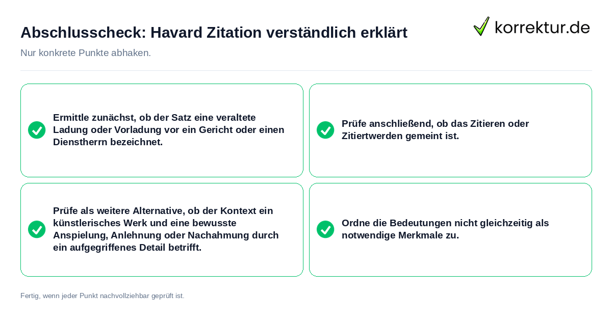 Abschlusscheck: Havard Zitation verständlich erklärt Konkreter Abschlusscheck zu Havard Zitation verständlich erklärt