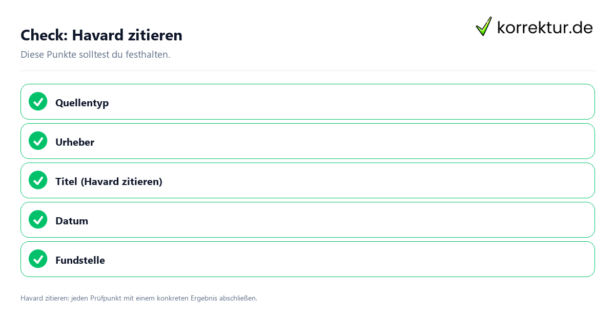 Check: Havard zitieren Havard zitieren mit einer themenspezifischen Checkliste