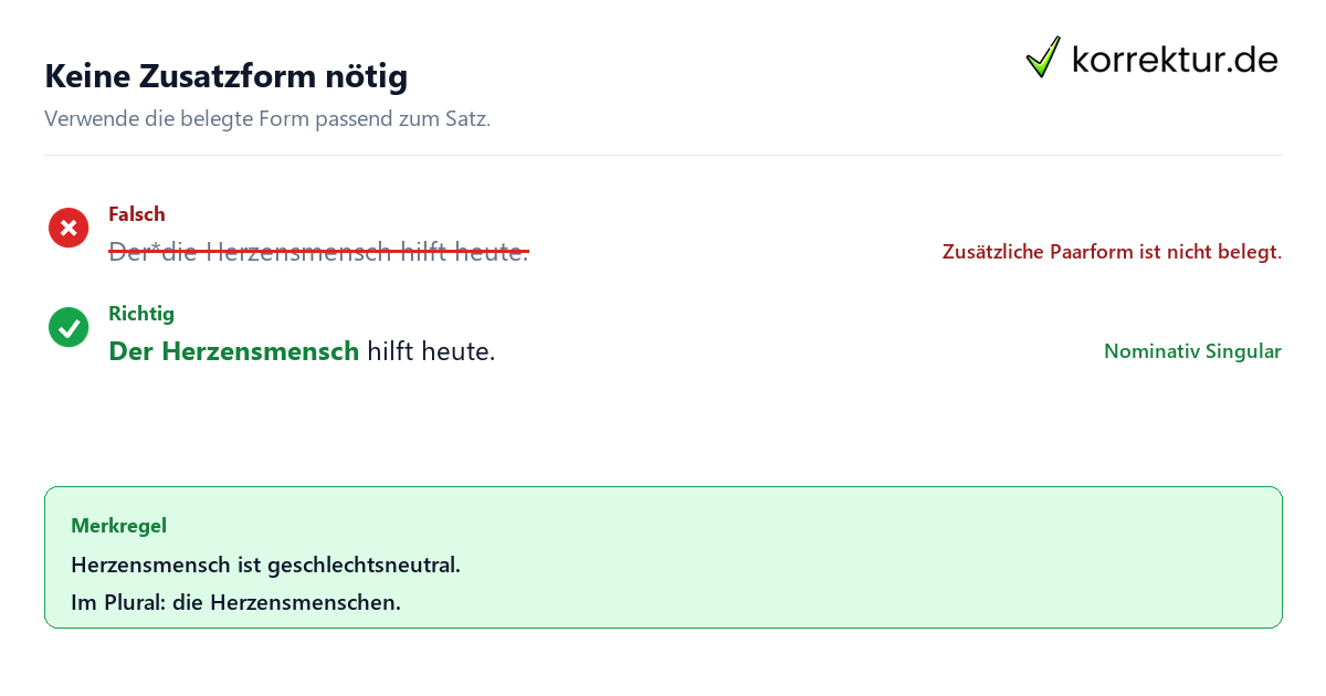 Herzensmensch richtig gendern: die klare Erklärung ohne zusätzliche Genderform