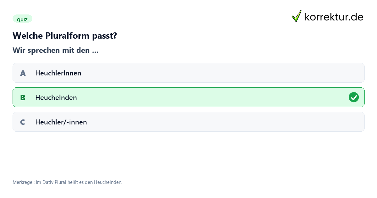 Heuchler richtig gendern: Quiz zur belegten Pluralform