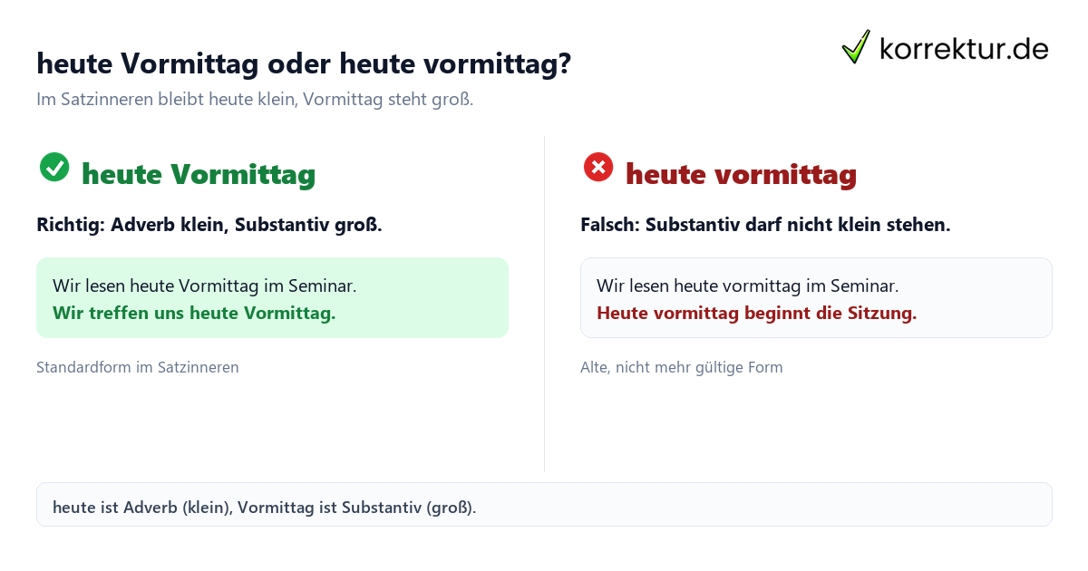 Heute Vormittag richtig schreiben: Vergleich zur Groß- und Kleinschreibung