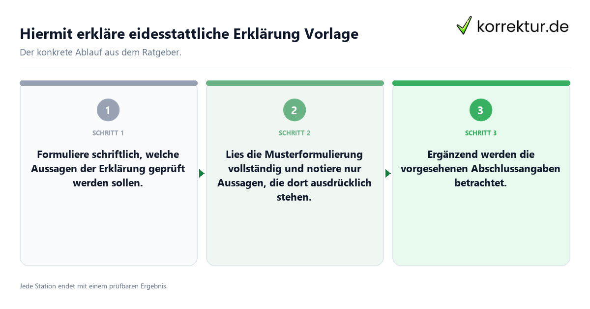 Konkrete Schritte zu Hiermit erkläre eidesstattliche Erklärung Vorlage