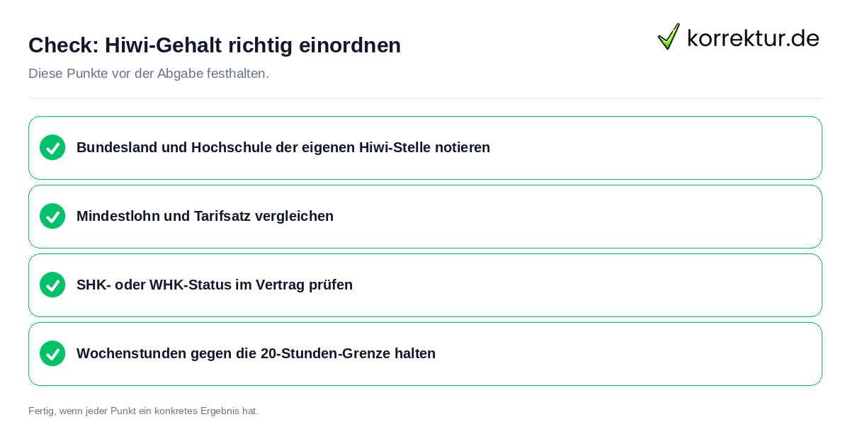 Hiwi-Gehalt richtig einordnen: Prüfliste mit vier Punkten