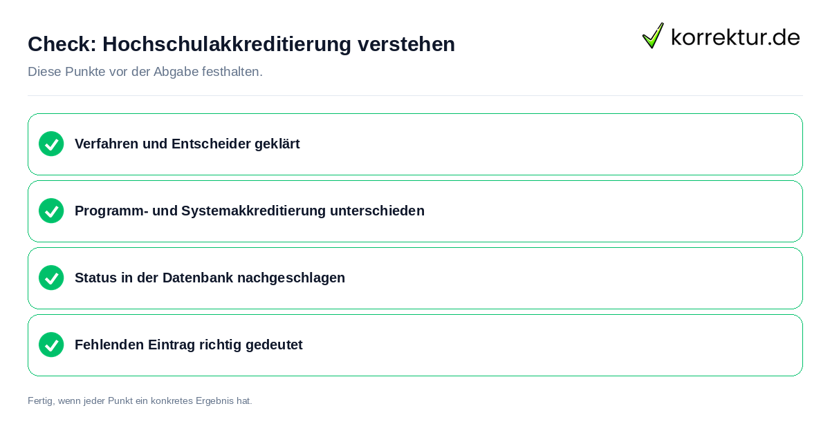 Check: Hochschulakkreditierung verstehen Hochschulakkreditierung verstehen: Prüfliste mit vier Punkten
