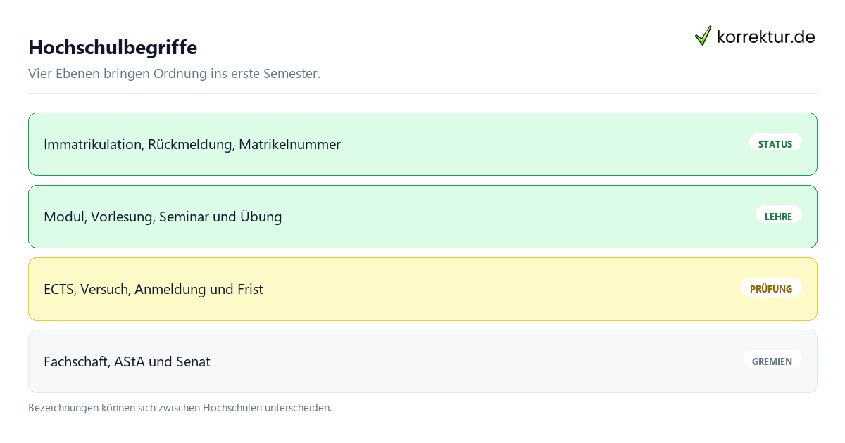 Hochschulbegriffe für Erstsemester: Orientierung und erste Schritte