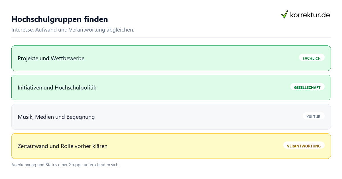 Hochschulgruppen finden: Orientierung und erste Schritte