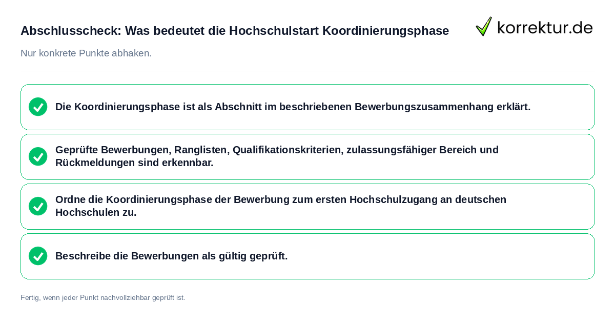 Konkreter Abschlusscheck zu Was bedeutet die Hochschulstart Koordinierungsphase