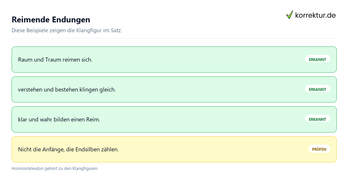 Homoioteleuton: Gleich klingende Endungen erkennen an Beispielen