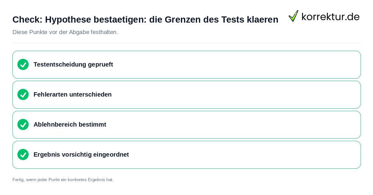 Hypothese bestätigen: die Grenzen des Tests klären: Prüfliste mit vier Punkten
