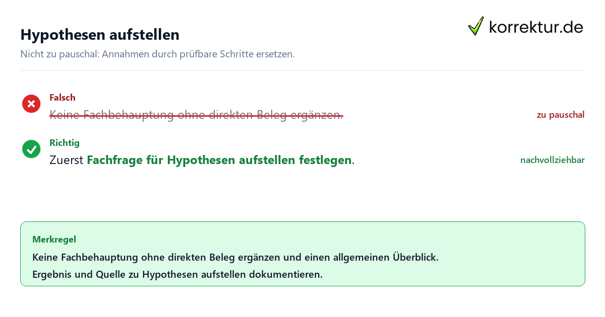 Ungeeignete und belastbare Vorgehensweise bei Hypothesen aufstellen