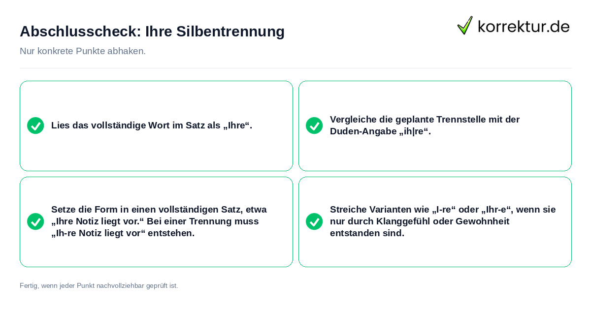 Konkreter Abschlusscheck zu Ihre Silbentrennung