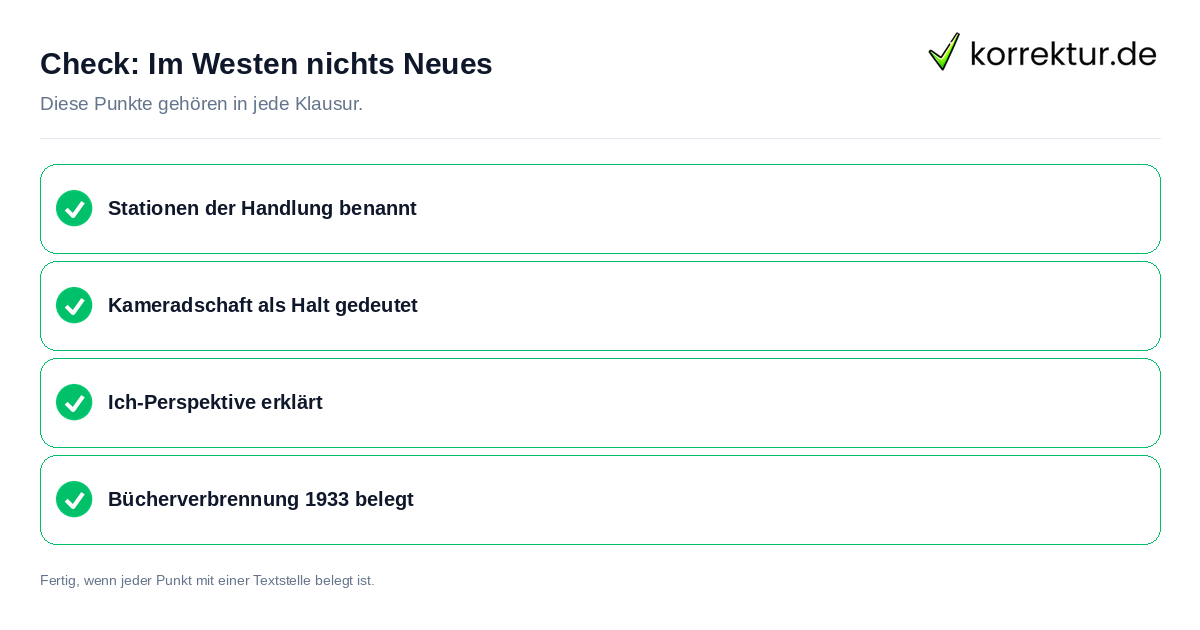 Check: Im Westen nichts Neues Im Westen nichts Neues: Prüfliste mit vier Punkten